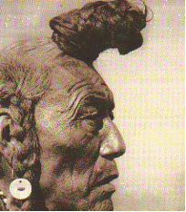 bearbull medicine man of the Blackfeet Nation - The top knot he is bearing contains his powers of medicine